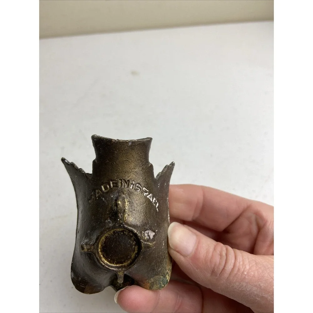 BRASS BIRD PIPE OR TRINKET HOLDER Stamped‎ MADE IN ISRAEL Vintage